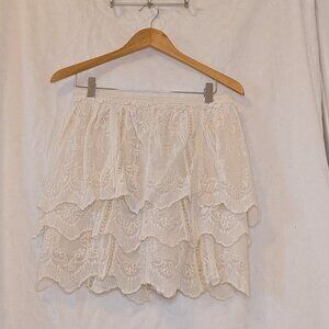 Massimo Dutti Cream Lace Skirt